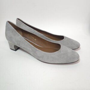 Paco Herrero Suede Low Heel Pumps Gray Slip On Comfort Shoes Womens Size 9